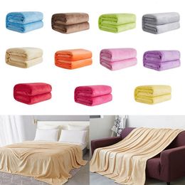 Blanket Big Size Soft Warm Coral Fleece Flannel For Beds Faux Fur Mink Throw Solid Colour Sofa Cover Bedspread Winter 230615