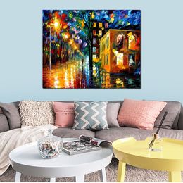 Textured Handmade Oil Painting Cityscapes Canvas Art Only Love Modern Dining Room Decor