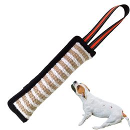 Dog Tug Toy Dog Bite Jute Pillow Pull Toy with Strong Handles, Perfect for Tug of War, Puppy Training Interactive Play, Durable