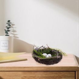 Decorative Flowers Artificial Bird Nests Simulation Twig Nest With Spotted Eggs Tree Ornaments Chicks Egg Spring Garden