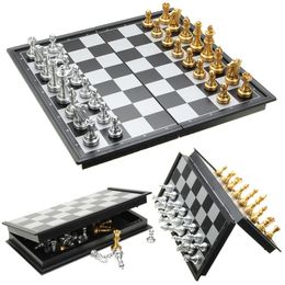 Chess Games Folding Magnetic Backgammon Checkers Travel Practise Set Board Draughts Indoor Entertainment Kid Game 230615