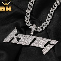 Pendant Necklaces THE BLING KING Custom Initial Letter Name Iced Out Bling Cubic Zirconia Pendant Chain Necklace Hiphop Punk Jewellery For Gift 230615