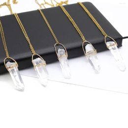 Pendant Necklaces Simple Natural Stone White Crystal Column Necklace Irregular For Women Men Fashion Jewellery