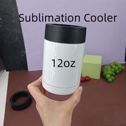 Sublimation12 oz Cold Storage Tank Tumbler Mug Cola Can Cooler Ice Storage Can Stainless Steel Insulated Vacuum Beer Mug Coooler DIY