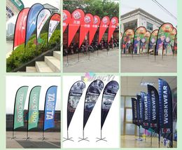 Outdoor Knitted Polyester Advertising Beach Flag Pole, Teardrop/Feather Flag Banner Printing, Custom Flag