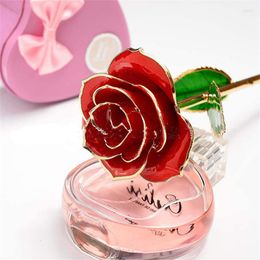Decorative Flowers 24k Gold Rose Valentine's Day Gifts For Women Mom Mother's Birthday Anniversary Christmas Xmas Crystal Angel