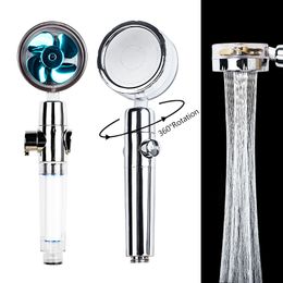 Other Faucets Showers Accs Shower Head High Pressure Set 360°Spin With Water Philtre Golden Fan Turbocharge Pure Rainfall Bathroom Accessories 230616