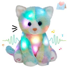 豪華なライトアップトイズレコーディング可能な猫カラフルな人形ギフトおもちゃを添えて、女の子のぬいぐるみの柔らかい子猫のおもちゃ枕230615