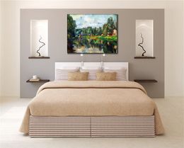 Impressionist Landscape Canvas Art Bridge Over Ther Marne at Creteil 1888 Paul Cezanne Handmade Oil Painting Artwork Modern Room