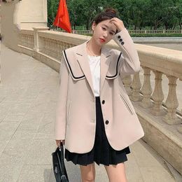 Women's Jackets Navy Collar Small Suit Jacket Female Spring And Autumn 2023 Fashion Temperament Casual Professional Blazer Top