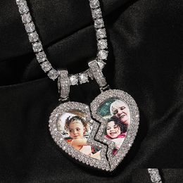 Pendant Necklaces Diy Custom Magnet Heart Po Necklace Women Men Lover Couple Jewelry Drop Delivery Pendants Dhjyo