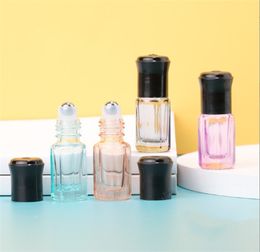 Colorful Small 3ml Glass Roller Bottle Mini Essential oil Bottles with Stainless Steel Roll on Ball JL1221