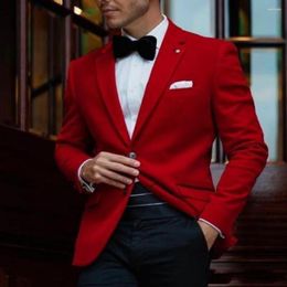 Men's Suits Fashion Red Groom Tuxedos Notch Lapel Groomsmen Wedding Excellent Men Formal Dinner Party Prom Blazer Suit Jacket Pants