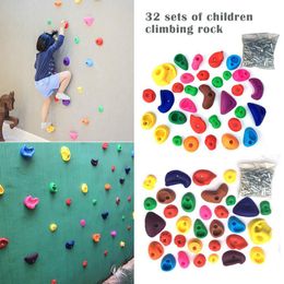 Outdoor Games Activities 32PCS Climbing Wall Holds For Child Rocks Kindergarten Playground Physical Training Accessories Trainer Set 230615