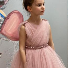 Girl Dresses 2023 Pink Flower Dress For Wedding Party Gown Tulle Kid Birthday Princess First Communion Gowns