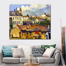 High Quality Handcrafted Paul Cezanne Oil Painting Group of Houses Landscape Canvas Art Beautiful Wall Decor