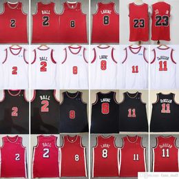 New Basketball 8 Zach 11 Demar Lavine Derozan Jerseys Ed Lonzo 2 Ball Jersey City Red White Black Shirts