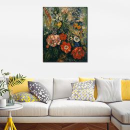 Bouquet of Flowers Hand Painted Paul Cezanne Canvas Art Impressionist Landscape Painting for Modern Home Decor