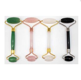 Face Roller Facial Massager Serrate Double-Head Jade Crystal powder Obsidian Dongling jade White jade Massage Roller Beauty Tool free