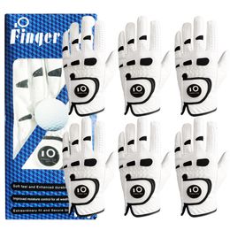 Sports Gloves 6 Pcs Premium Comfortable Golf Men Cabretta Leather with Ball Marker Left Hand Right Grip Cadet Size S M ML L XL 230615