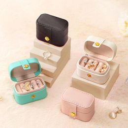 Jewellery Pouches Portable Mini Box Travel Ring Earrings Holder Organiser Button Closure Faux Leather Display Storage Case