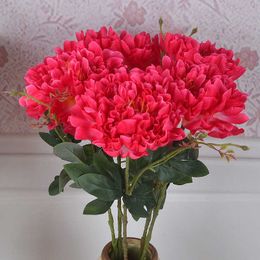 Dried Flowers High Quality Simulation Single Large Peony Silk Flower Bouquet Wedding Home Living Room Floor Decoration Fake Artificial