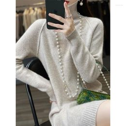 Casual Dresses High Collar Mid-Length Wool Dress Elegant Women Pullover Knit Warm Soft Long-Sleeved 2023 Fall And Winter