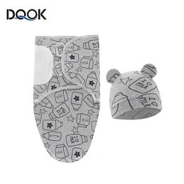 Sleeping Bags 100 Organic Cotton Baby Swaddle Blanket Wrap Hat Set for Infant Adjustable born 0 3 Month 230617