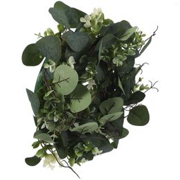 Decorative Flowers Artificial Eucalyptus Wreath Summer Faux Green Leaves Front Door Wall Decoration