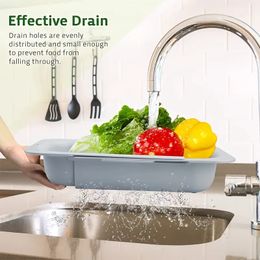 1pc Collapsible Sink Colanders And Strainers Basket Extendable Plastic Fruit Vegetable Strainer Drainer Basket For Kitchen