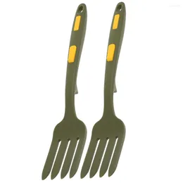 Dinnerware Sets 2Pcs Silicone Fork Kitchen Pasta Long Handle Cooking Household Utensil