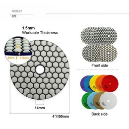 Polijstpads SHDIATOOL 7pcs Dry Diamond Polishing Pads 4inch #200 Diameter 100MM Resin Bond Diamond Flexible Sanding Discs Grinding Disc