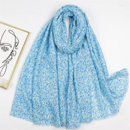 Scarves 2023 Luxury Cotton Viscose Fringe Scarf For Women Hijab Beach Stoles Gold Polka Floral Shawl Wraps Female Echarpe Bufandas Femme