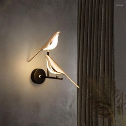 Wall Lamp Nordic Style LED Art Magpie Bird Home Decor Bedroom Bedside Parlor Background Decoration Indoor Lighting