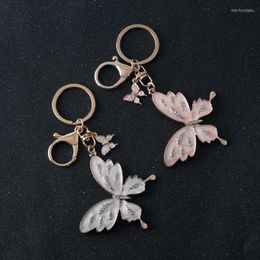 Keychains Creative Butterfly Keychain Metal Enamel Insect Pendant Keyring Fashion Personalized Car Backpack Key Holder Accessories