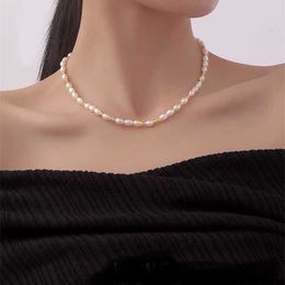 Beaded Necklaces Natural Freshwater Pearl Necklace Elegant Irregular Stainless Steel Accessories Wedding Jewellery 230613