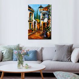 Handmade Landscape Art on Canvas The Sun of July Vibrant Street Artwork Painting Home Decor