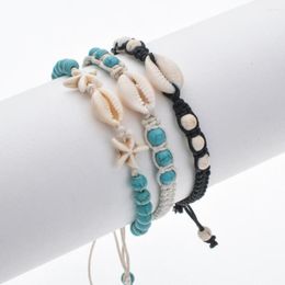 Link Bracelets Simple Trendy Natural Stone Hand-woven Shell Bracelet For Women Adjustable Braided Summer Ocean Beach Vacation Jewellery