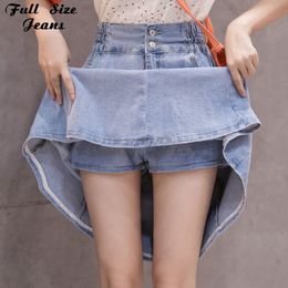 Womens Shorts Korea Chi Feminino Y2K Shorts Jeans Skorts 90S Summer High Waist Pleated Inside Skirts Light Blue Short Denim Skirt Black Girl 230616