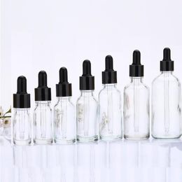 Transparent Glass Liquid Reagent Pipette Bottles Eye Dropper Aromatherapy 5ml-100ml Essential Oils Perfumes bottles wholesale free DHL Vmumu