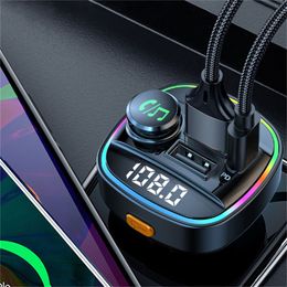 C22 Bluetooth-compatible 5.0 Wireless Car Kit Handfree LCD FM Transmitter QC3.0 Dual USB PD Car Charger U Disc MP3 Music Play