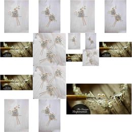 Other Blue Flower Bridal Hair Pins Clips Zirconia Pearl Hairpins Gold Head Pieces For Bridesmaids Accessories Brides Dhgarden Dhzjz