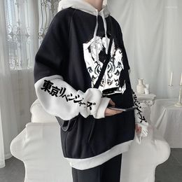 Men's Hoodies Tokyo Revengers Anime Harajuku Rindou Haitani Ran Manga Cool Men Autumn Winter Oversized Patchwork Sweatshirts