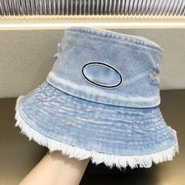 Simple Denim Rough Selvedge Fisherman Hat Women's Spring and Summer Korean Style All-Match Face Cover Face Small Bucket Hat All-Matching Sun-Proof Basin Hats