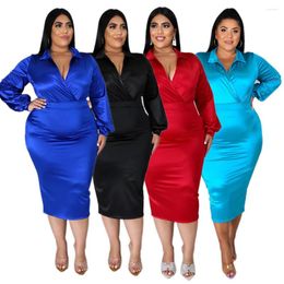 Work Dresses Sexy Club Wear Women Solid Plus Size Two Piece Sets Lady's 2023 Spring V-neck Bodysuits High Waist Bodycon Mid-calf Skirts