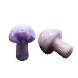 Loose Gemstones 20Mm Lepidilite Mushroom Gemstone Scpture Decor Carving Polished Crystal Cute Stones For Home Garden Lawn Yard Decor Dhri1
