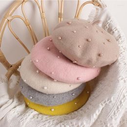 Hats Fashion Girl Hat Beret Cute Pearl Spring Fall Winter Toddler Pography Props Boina Hombre