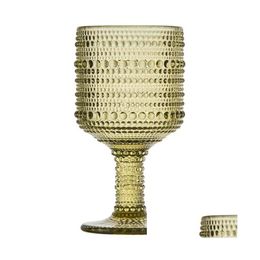 Wine Glasses European Embossed Colour Goblet Juice Cup Restaurant El Creative Ice Cream Champagne Mug Drop Delivery Home Garden Kitch Dhu2C