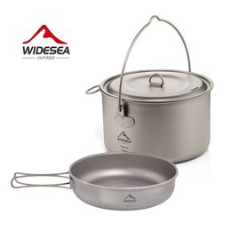 Camp Kitchen Widesea Camping Tableware Cookware Set Tourism Cauldron Outdoor Cooking Pot Frying Pan Picnic Hiking Trekking 230617