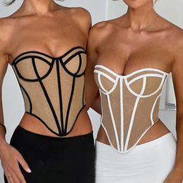 Strapless Sexy Club Party Tank Tops Women Vest Off-shoulder Sleeveless Corset Tops Female Fashion Skinny Crop Tops 2023